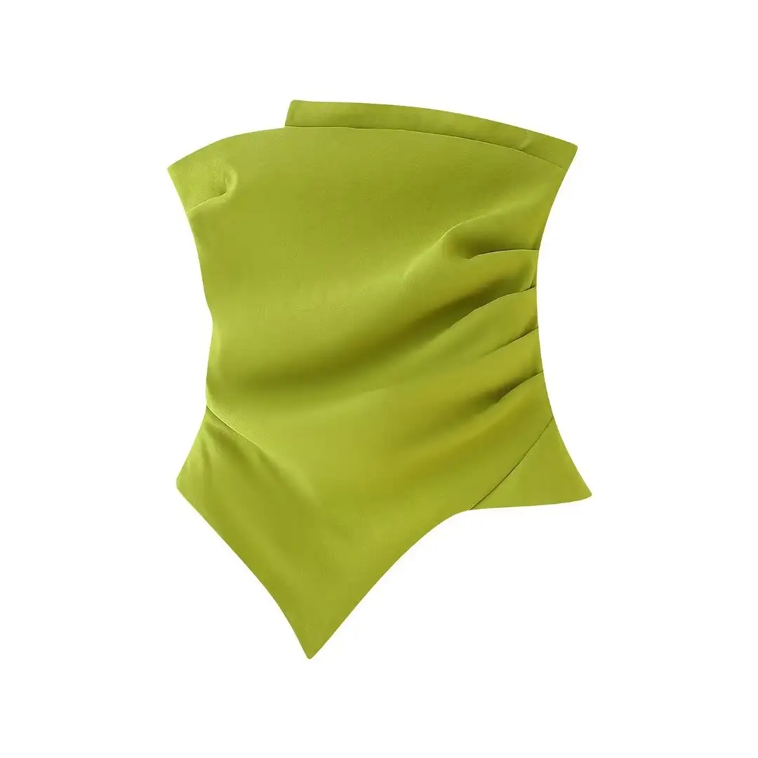 Sleeveless Asymmetrical Top With Pleats - Women's Casual, Sexy, And Fitted Short Top