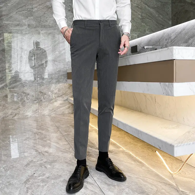 Fashionable Stylish Versatile And Trendy Men's Dress Pants Slim-Fit Non-Ironing Skinny Suit Pants