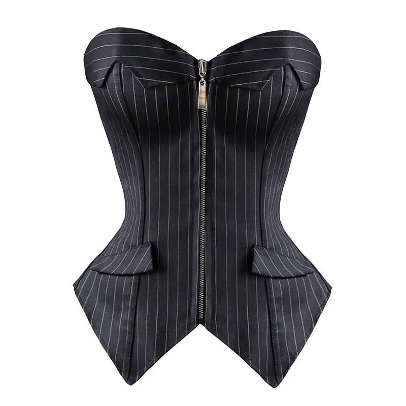 Stylish Striped Strapless Top With A Zipper Closure – Versatile And Easy To Wear