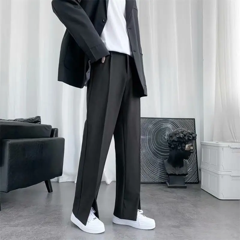 Spring Summer Suit Pants Men Fashion Dress Pants Loose Straight Pants Men's Office Formal Trousers