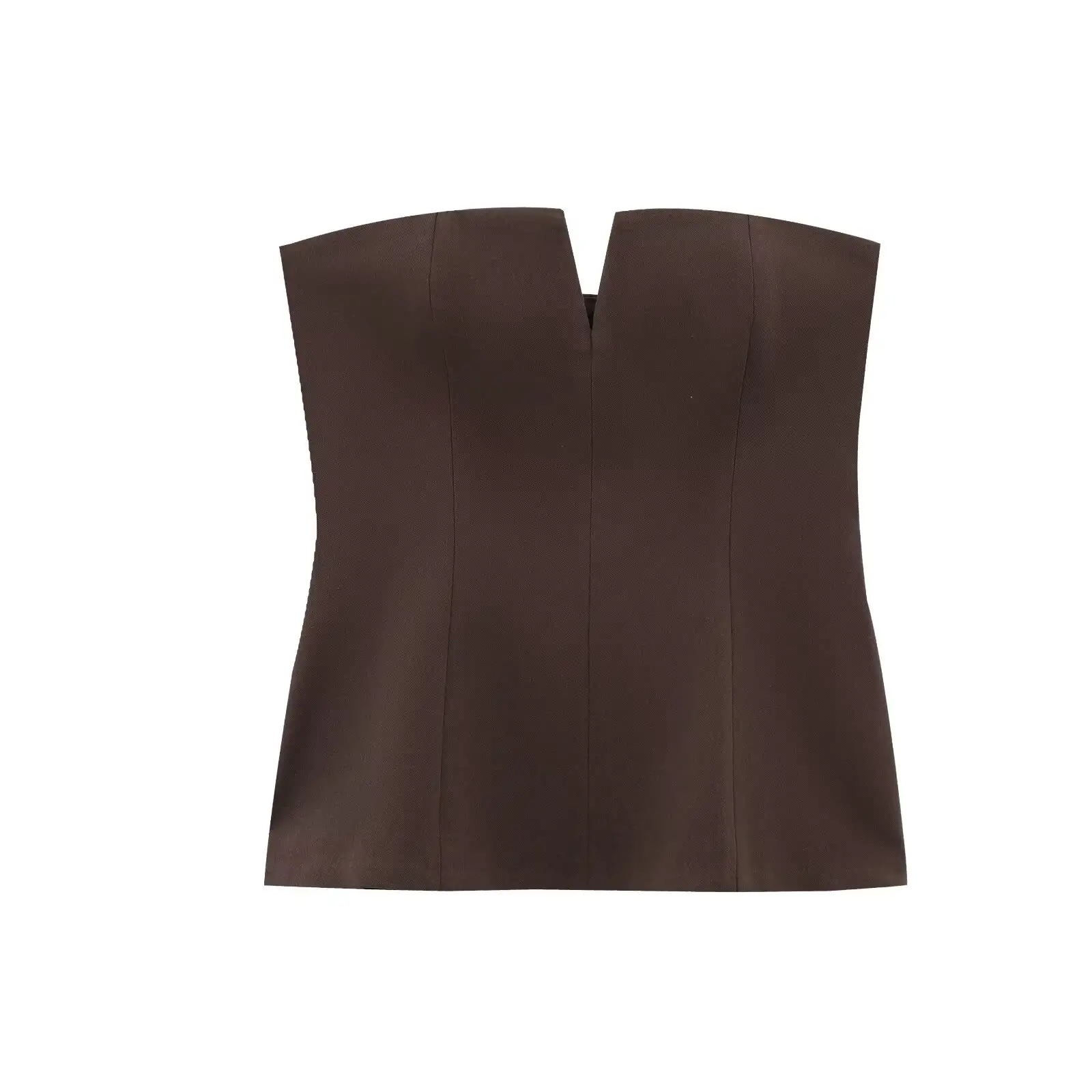 Women's Strapless V-Neck Top With Elegant, Finely Crafted Stitching.