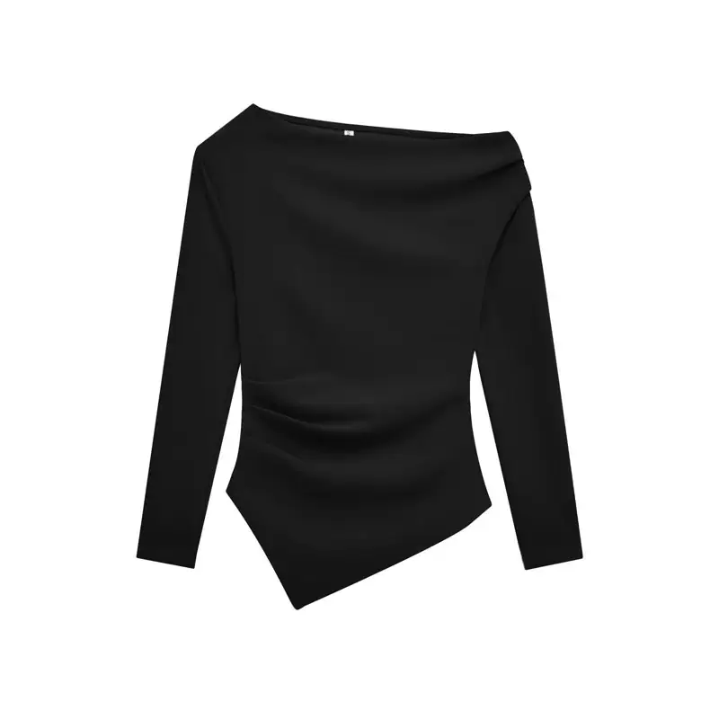 Women’s One-Shoulder Asymmetric Long Sleeve T-Shirt