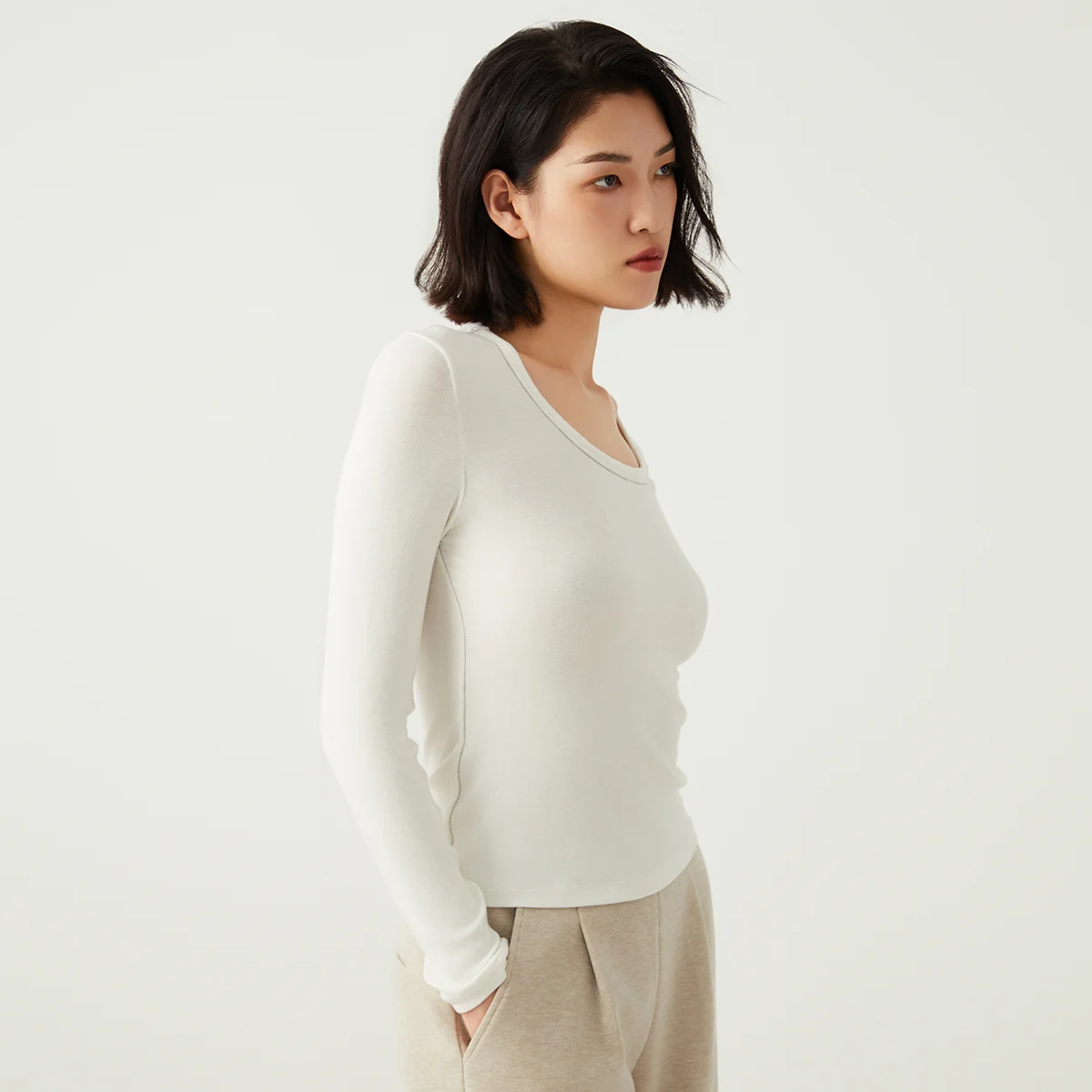 High-Quality Women’s Long Sleeve Solid Stretch T-Shirt