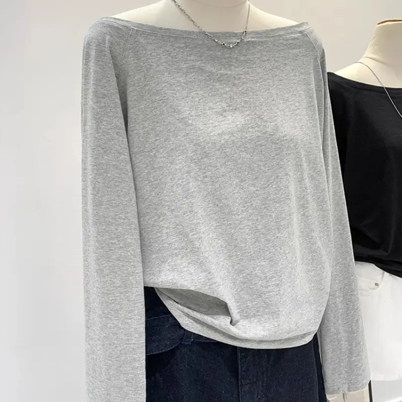 Asymmetric One-Shoulder Long Sleeve Women’s Top With Wide Ruffle Detail
