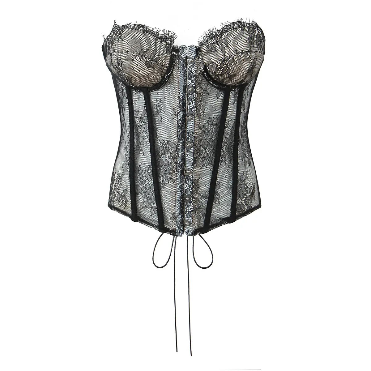 Women's Clothing: Sexy Strapless Top With Lace Detail And Tie-Up Back; Flattering, Fitted Design