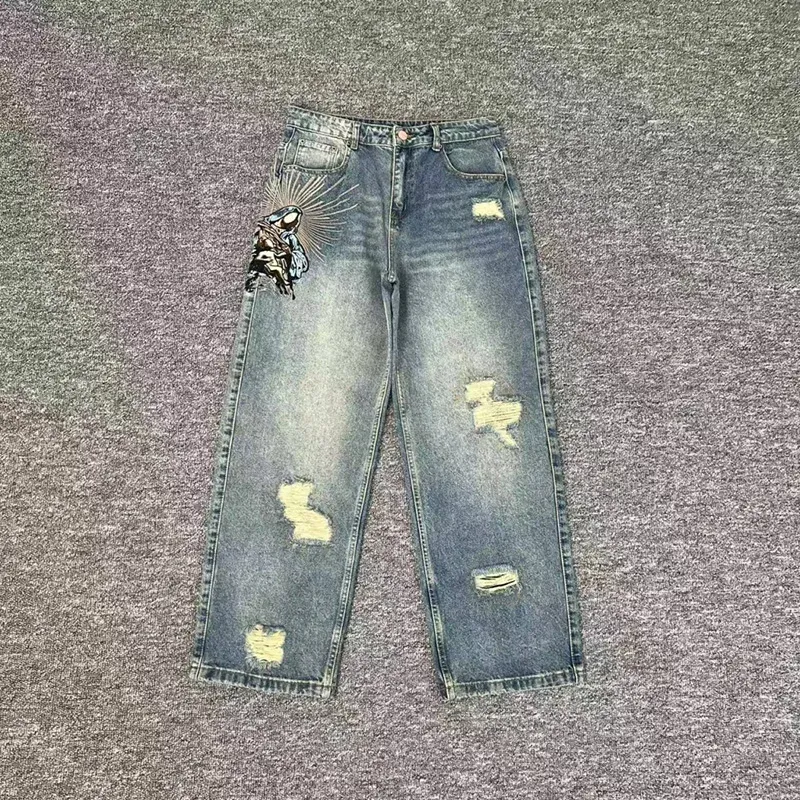 Men Jeans Heavy Men Fabric Straight Leg Jeans