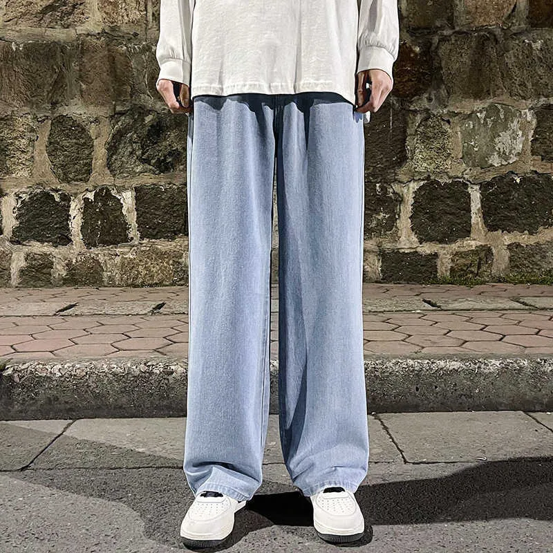 Men Jeans Dent Casual Pants High Strt Straight Loose Wide Leg Jeans Baggy Jeans