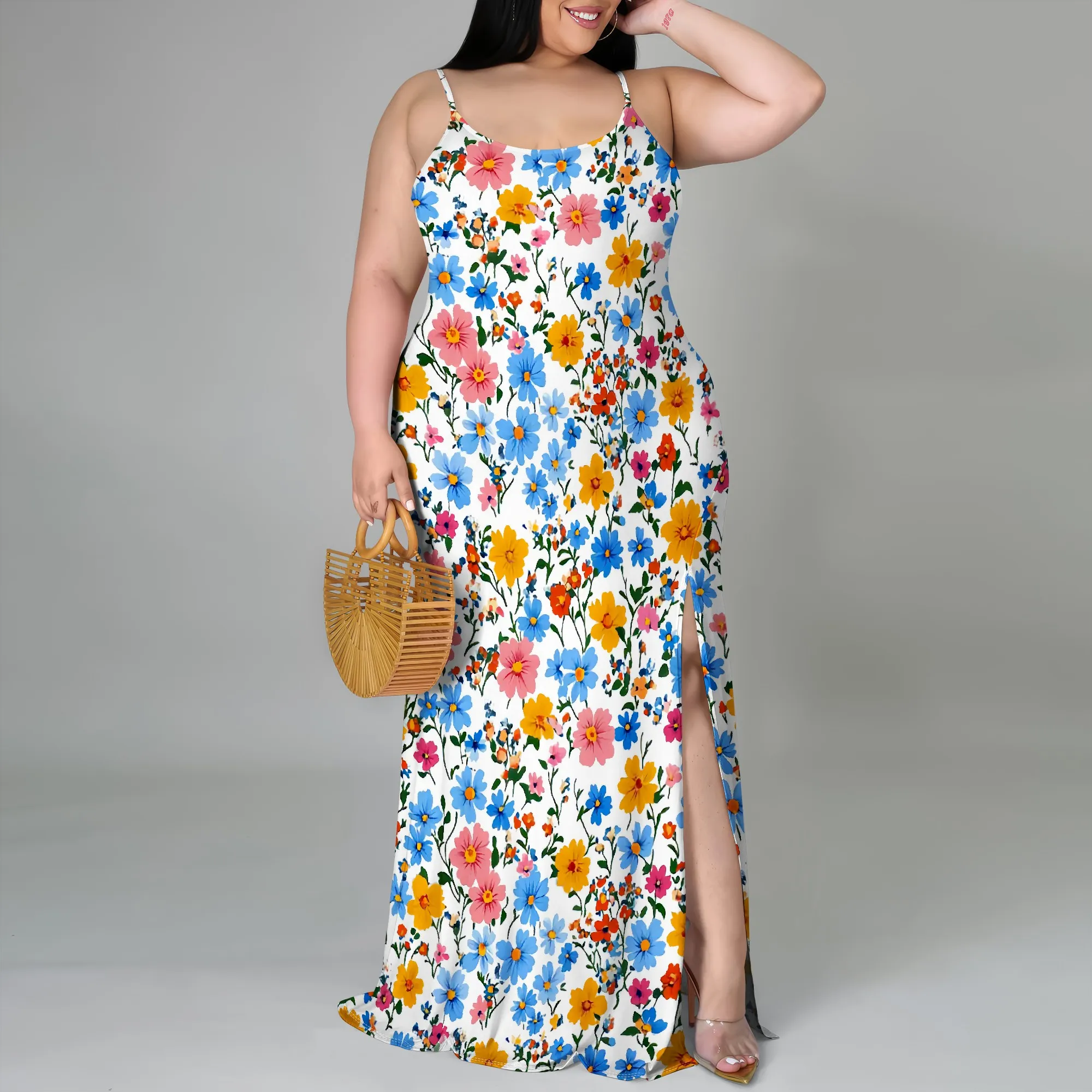 Women's Plus Size Maxi Dress Long Dress Casual Sleeveless Spaghetti Strap Beach Sun Dresses