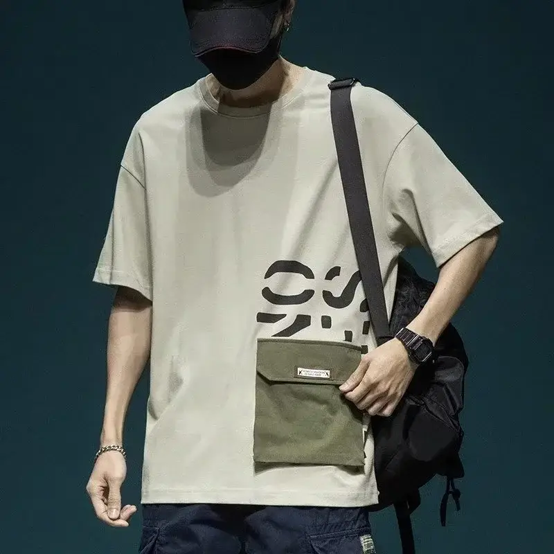 Men's Short Sleeve T-shirt With Pocket Casual O-Ne...