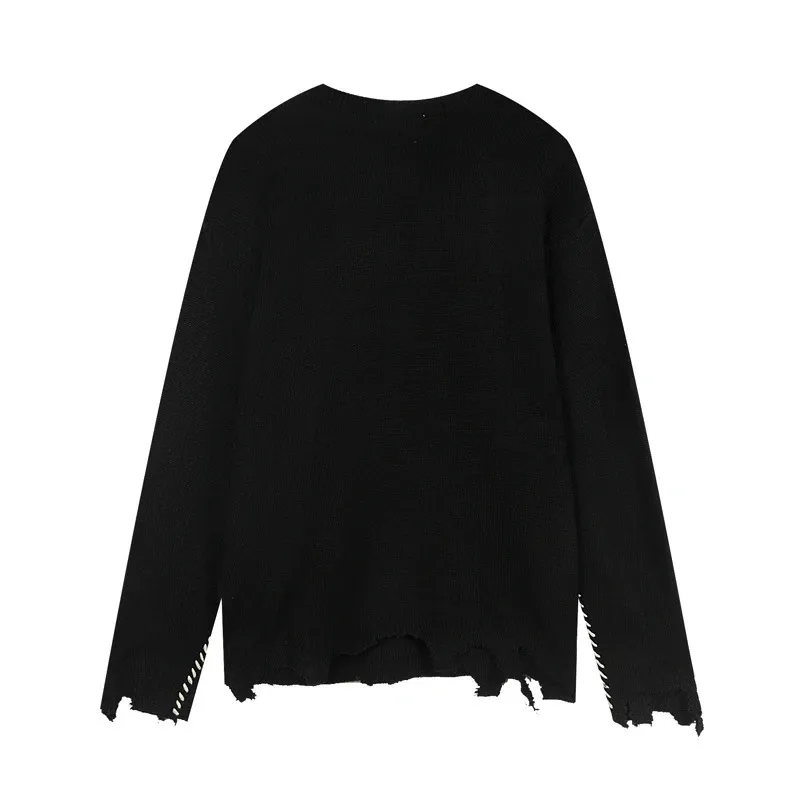 Men Sweater Men Round Neck Pullover Hiphop Street Loose Knitted Sweatshirts