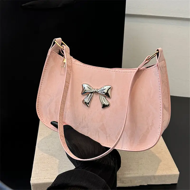 Sweet Fresh Small Bow for Women Trendy Underarm Shoulder Bag