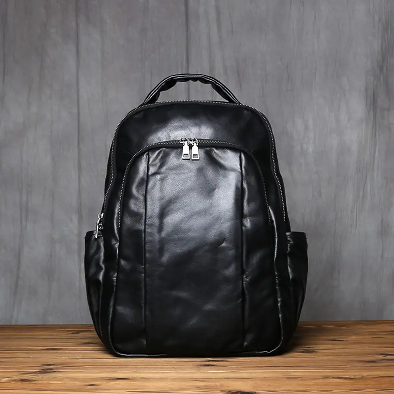 Genuine Leather Men's Backpack Stylish Large Capacity Computer Bag
