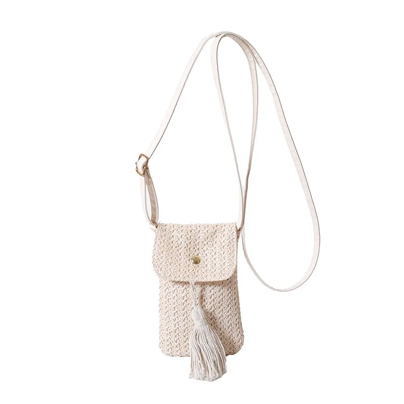 Straw Woven Phone Bag Versatile Tassel Single-shoulder Small Bag Fashionable