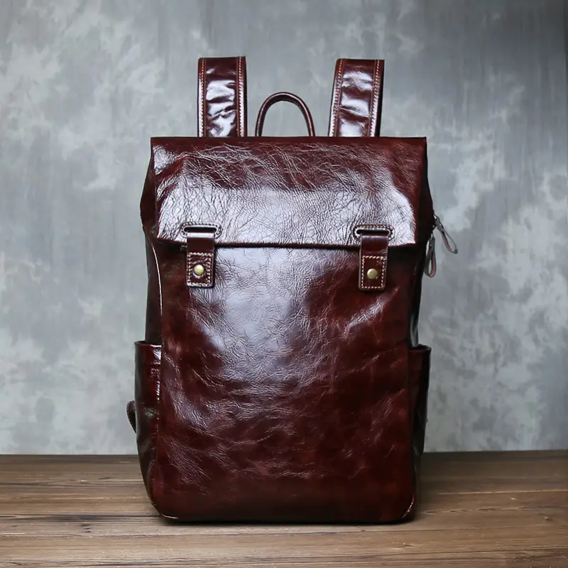 Genuine Leather Men's Backpack Large Capacity Business Travel Computer Bag