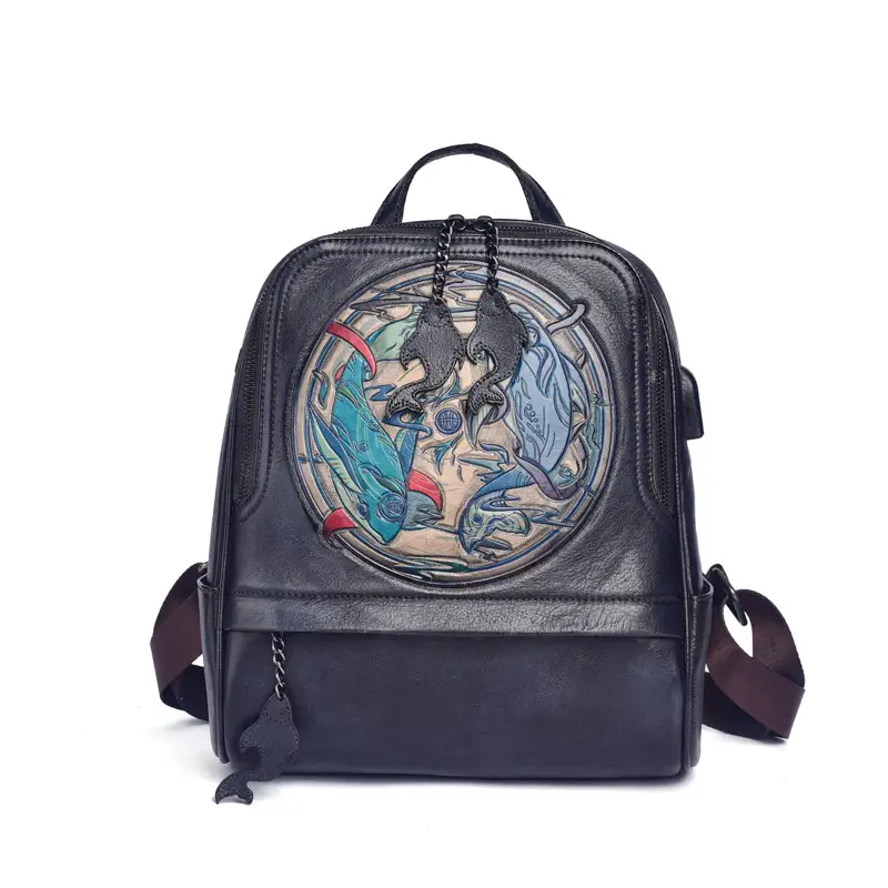 Vintage Genuine Leather Backpack Women's Travel Bag Backpack