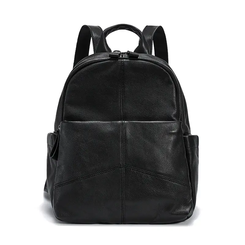 Women's Genuine Leather Bag Fashion Zipper Backpack