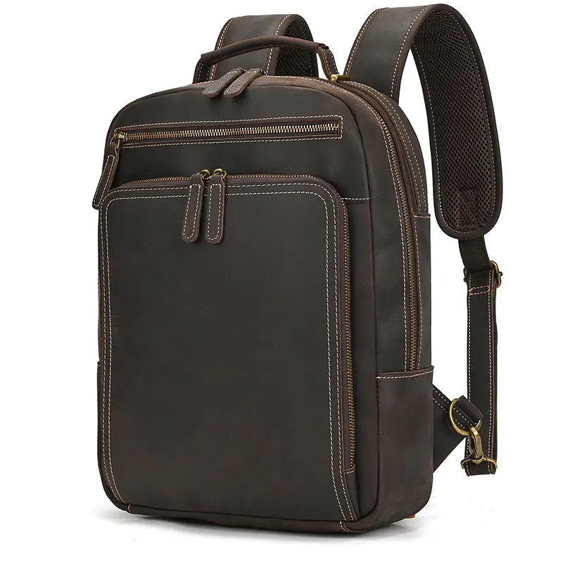 Men's Backpack Hard Leather Travel Laptop Bag