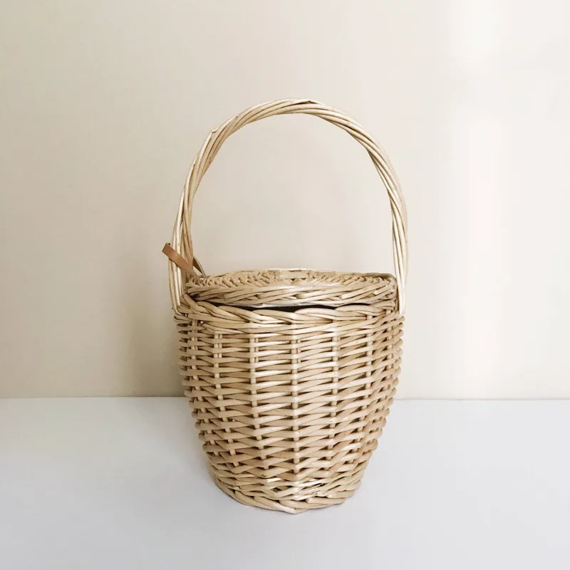 Women Beach Handbag Basket Straw Hand Cover Fashion Wicker Small Retro Rattan Tote Travel Clutch Bag