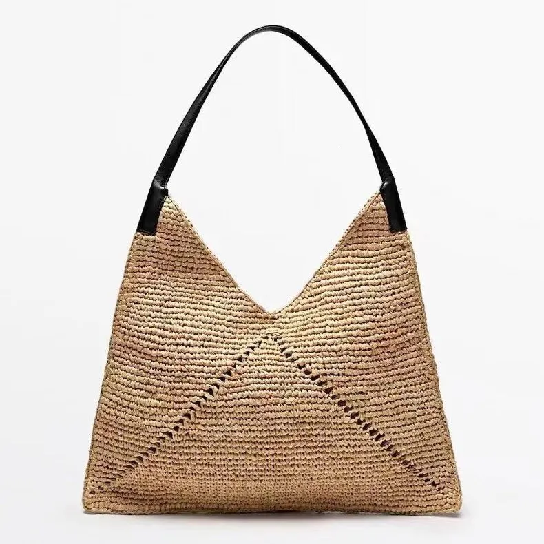 Women's Bag Shoulder Bag Capacity Straw Bag Woven Bag Vacation Beach Bag Large Triangle Women's Bag