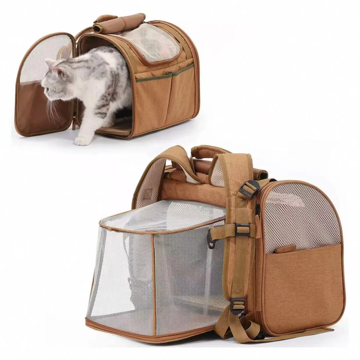 Pet Backpack Cat Bag Summer Outdoor Expandable Portable Backpack Large Capacity Breathable Bag