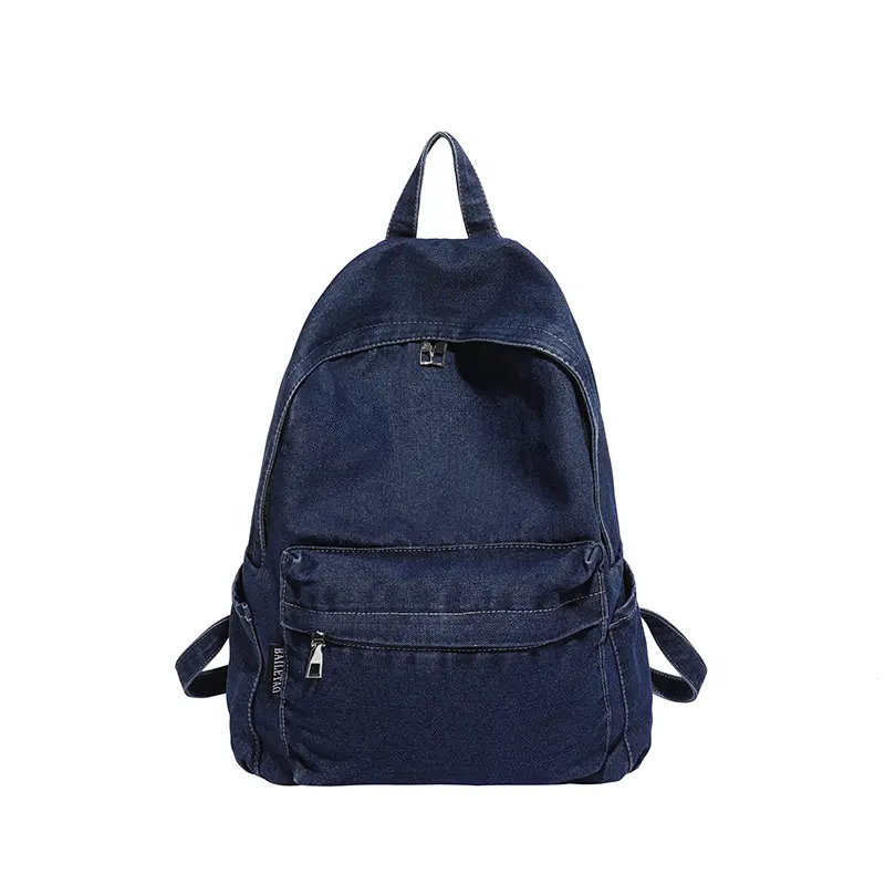 Solid Color Denim Backpack Casual Women Everyday Carry