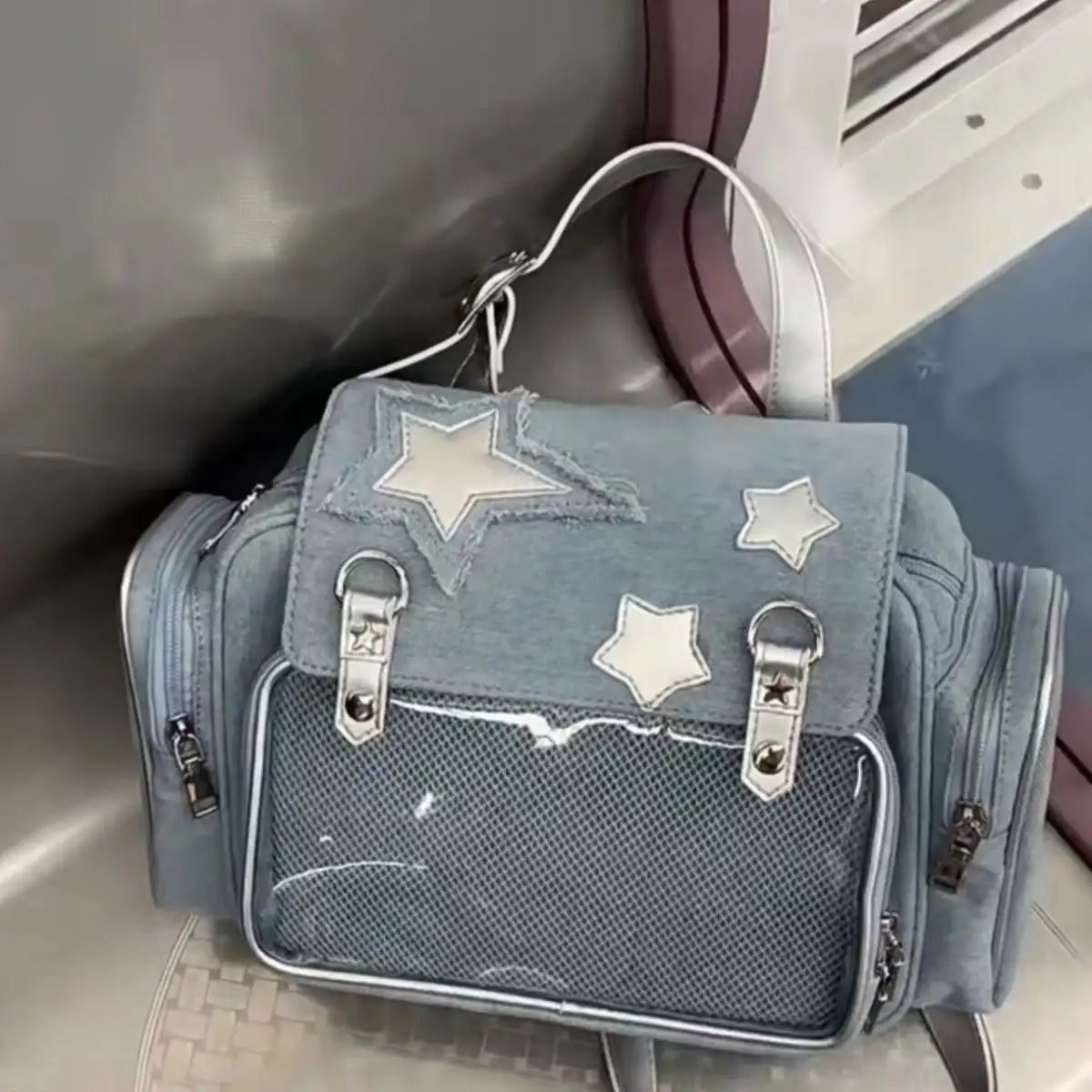 Women’s Cute And Stylish Denim Backpack With Star Design