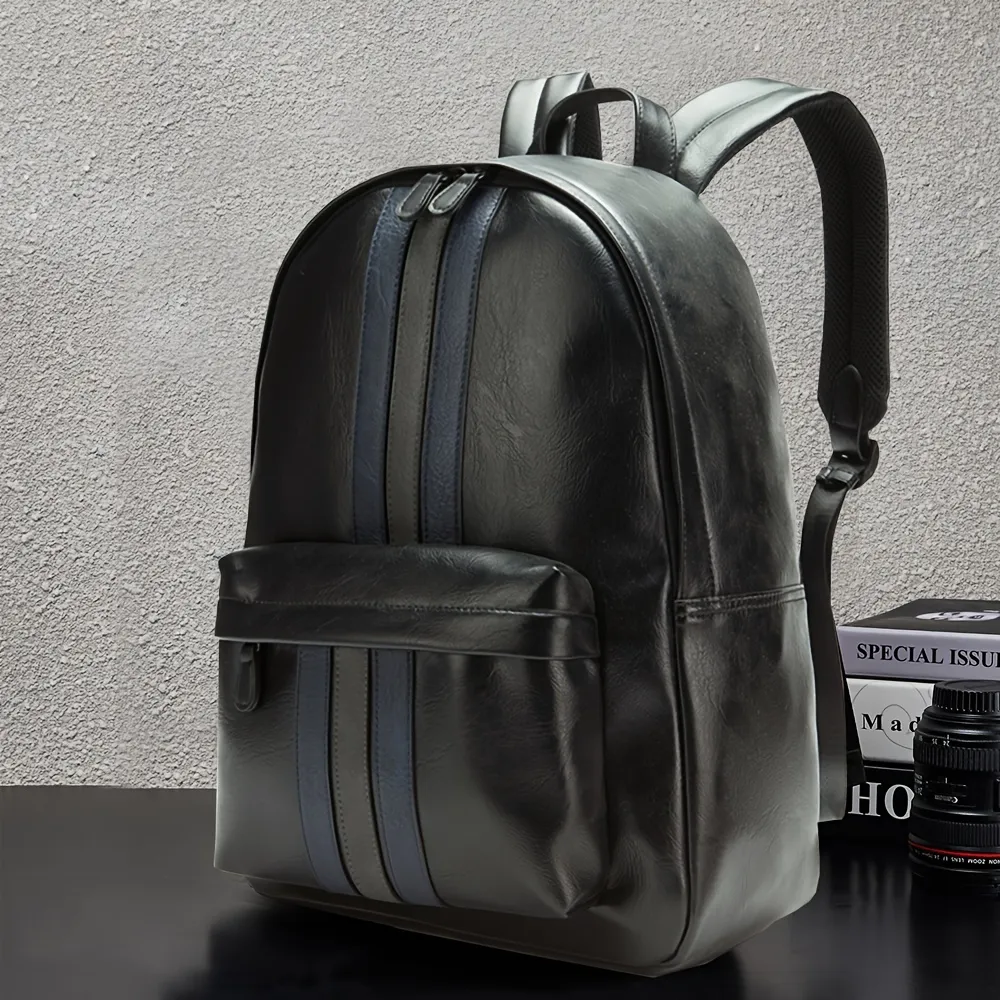 Shoulder Bags Men Backpack PU Leather Laptop Schoolbag Back Bag Pack Male Travel