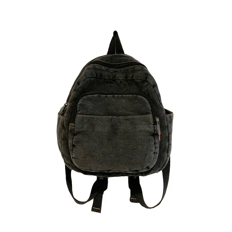 Simple Casual Denim Student Backpack Retro Washed Denim Backpack