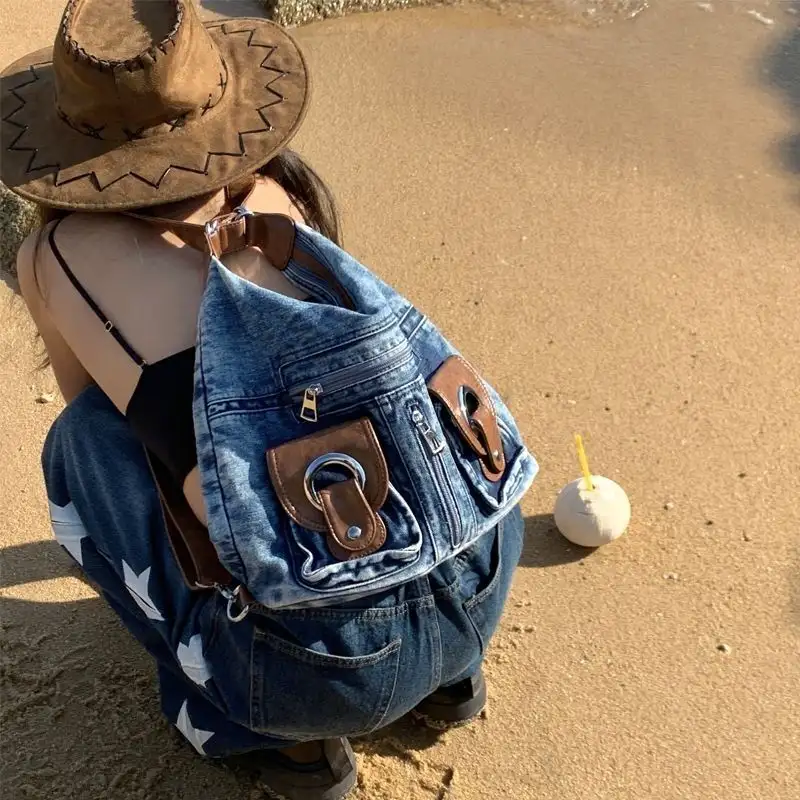 Backpack For Women, Premium And Stylish, Large-Capacity Denim Backpack For Outings