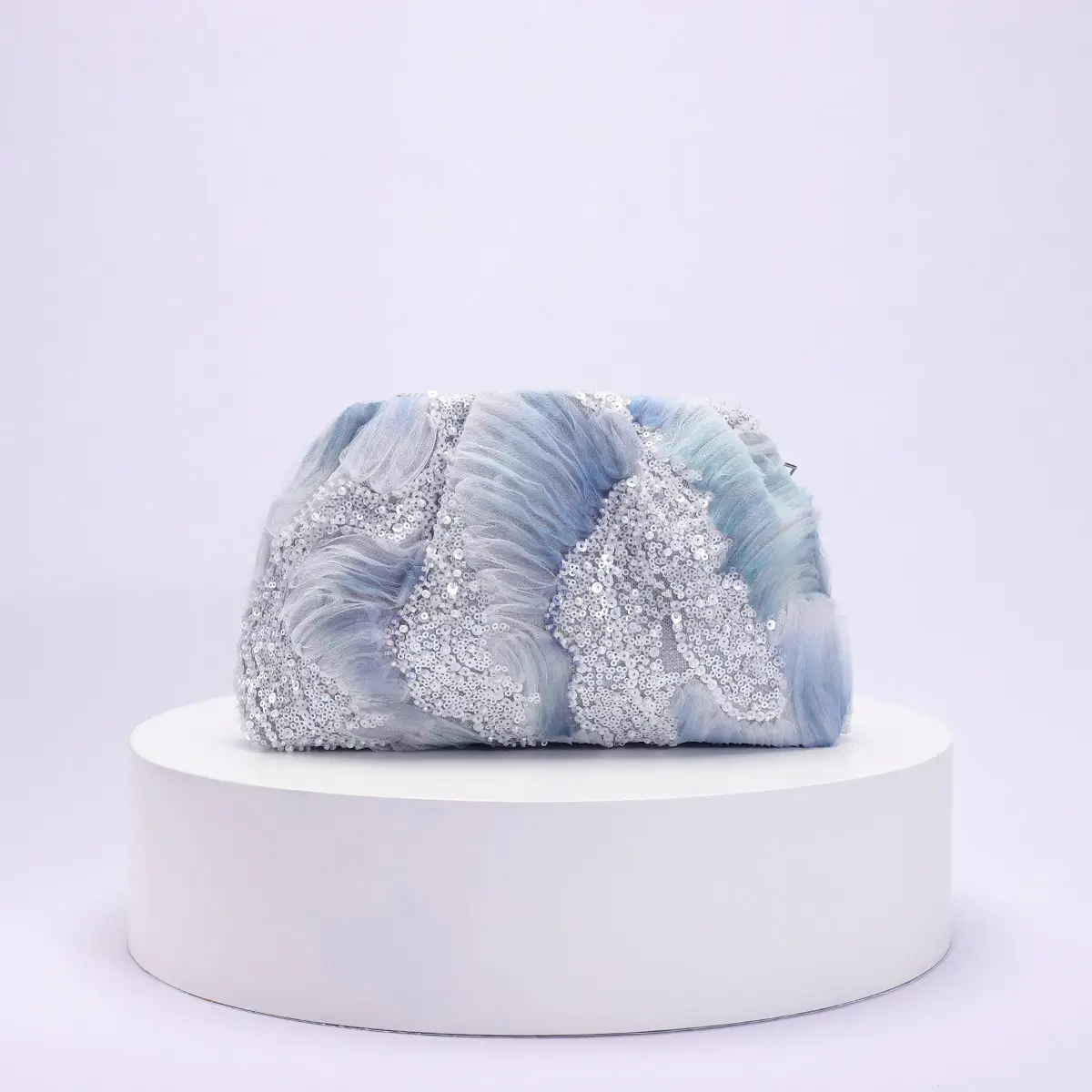 Fashion Sequins Clip Shell Clutch Bag For Women Flower Embroidery Bag