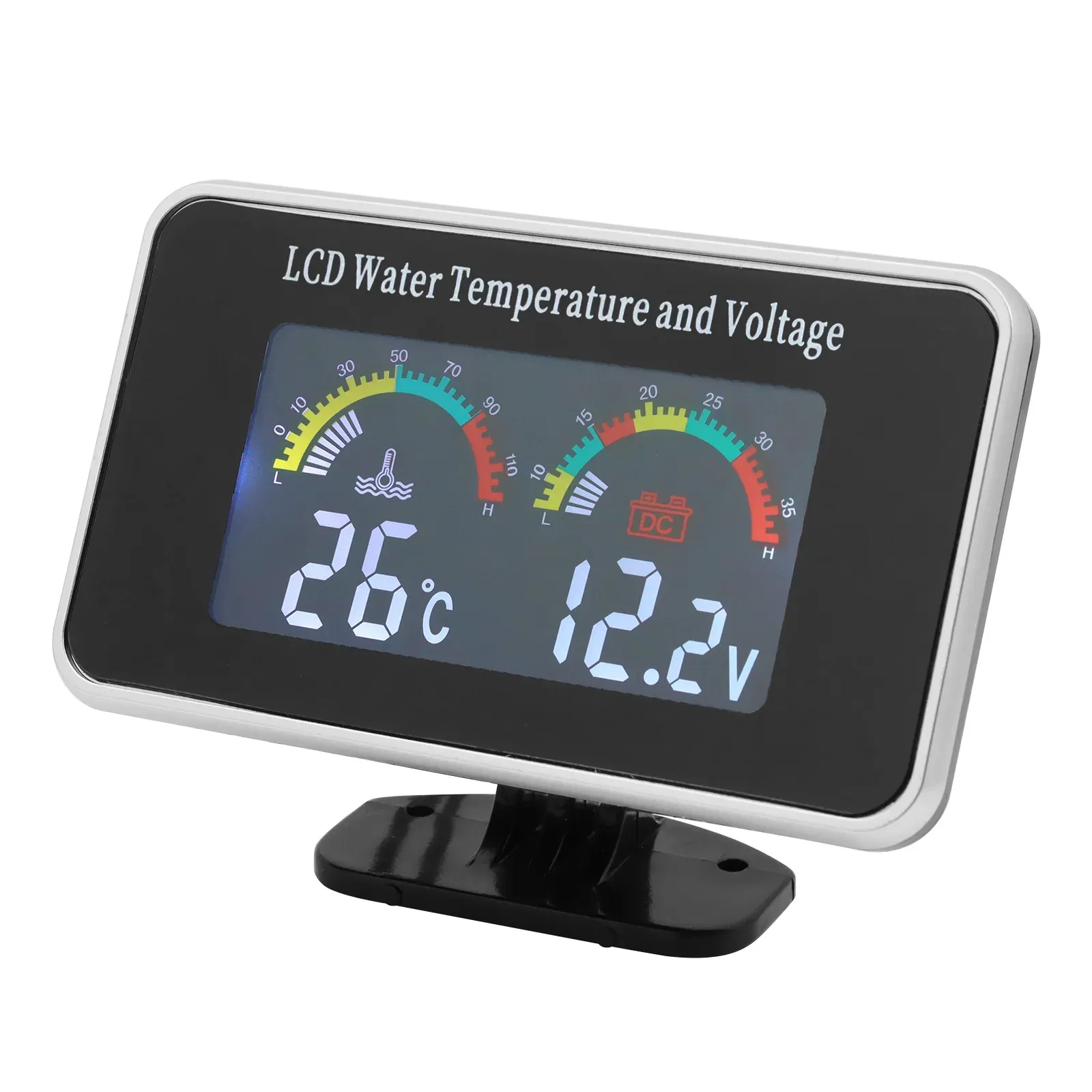 2 IN 1 LCD Gauge Water Temperature Meter+Voltmeter...