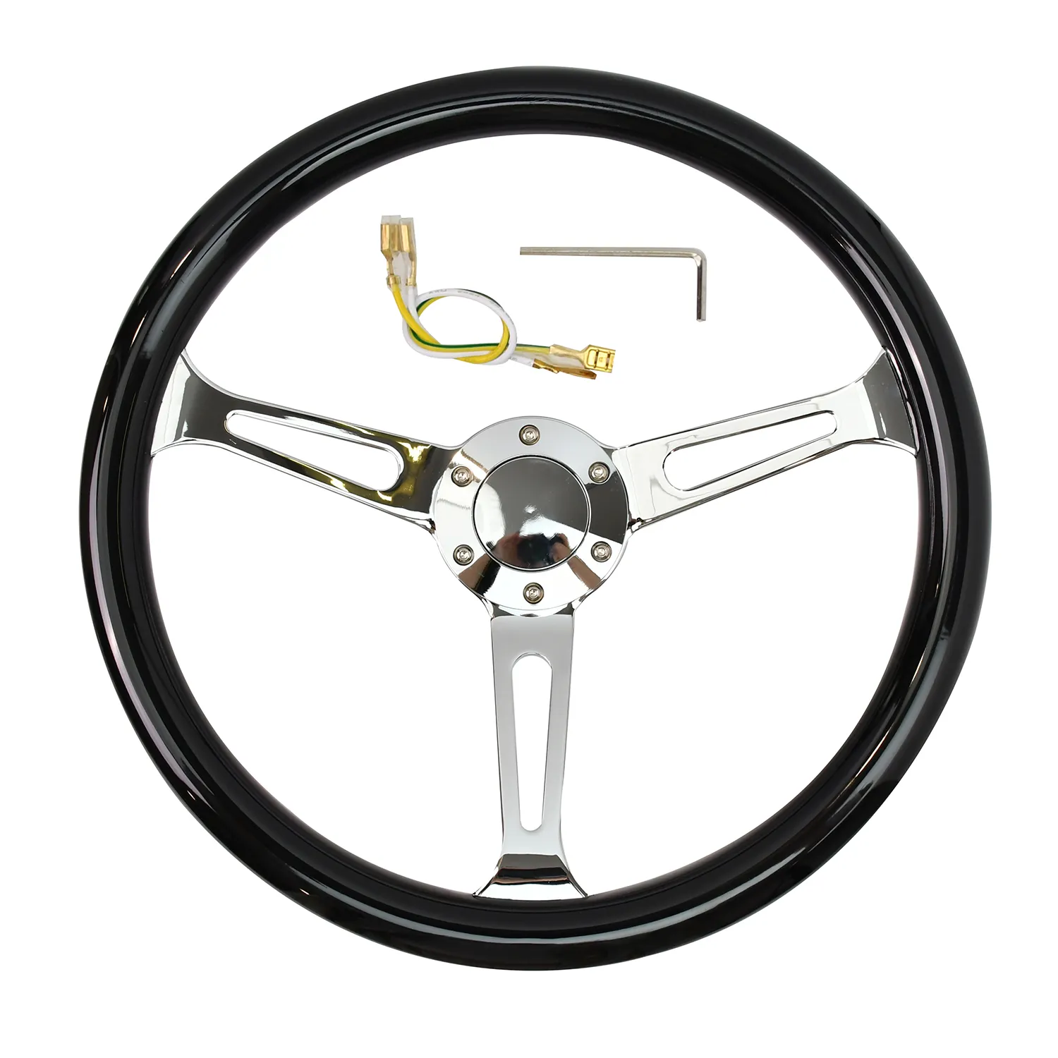 Classic Golf Cart Steering Wheel With Black Outer Ring Classic Golf Cart Steering Wheel With Black Outer Ring