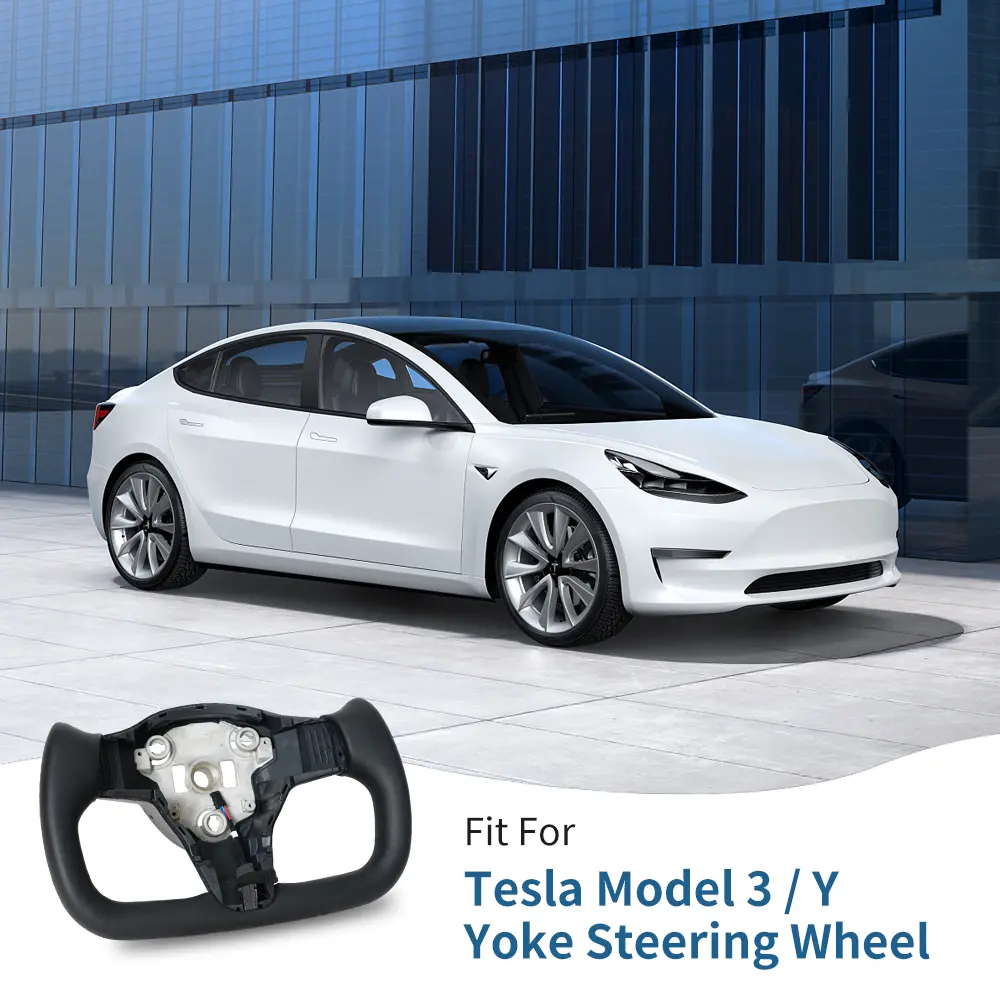 Black Microfiber Leather Steering Wheel, No Front Trim, Suitable For Tesla With Heating Function Black Microfiber Leather Steering Wheel, No Front Trim, Suitable For Tesla With Heating Function