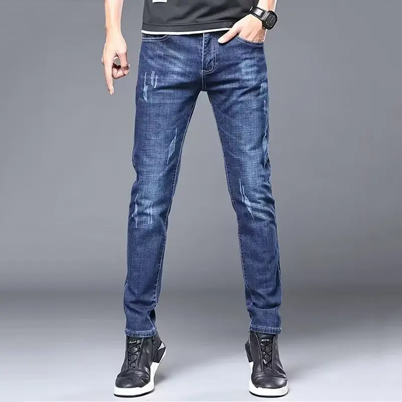 Men's Classic Business Casual Jeans Wear Pants Mid...