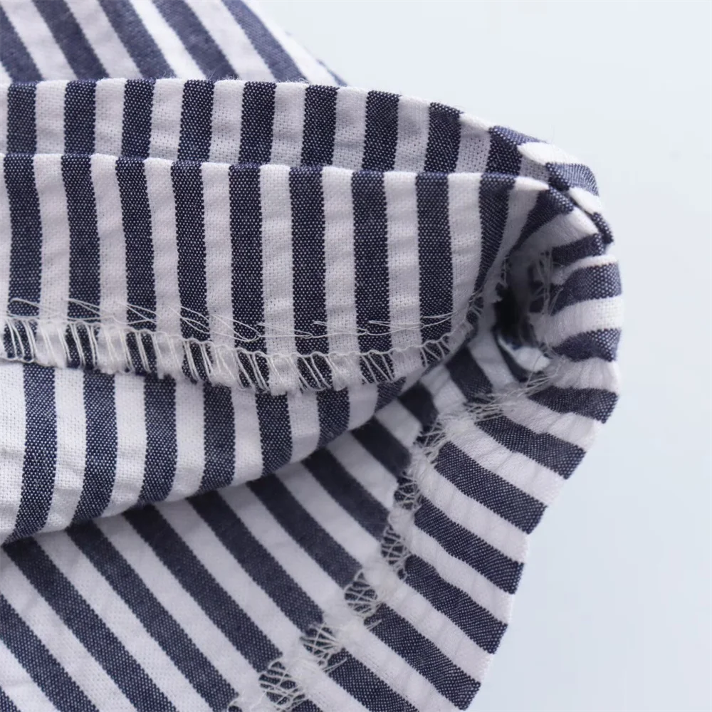 Women's Fashion Elegant Slim Fit Casual Versatile Belt Short Striped Culottes