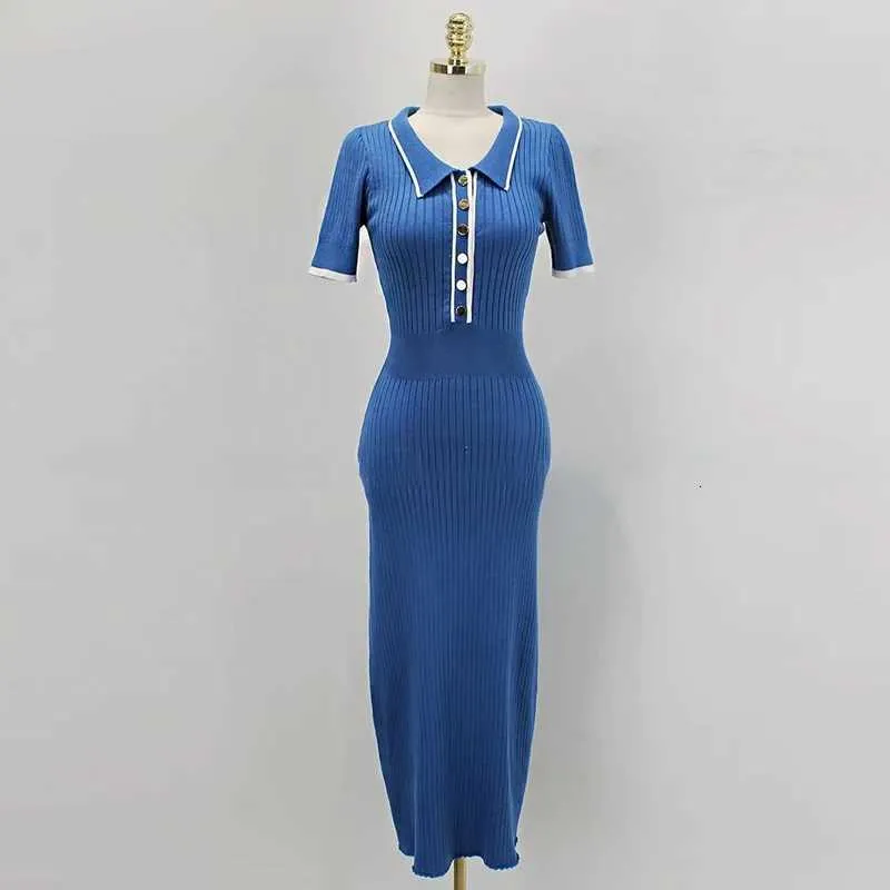 Fashion Knit Sweater Dress Women Ribbed Contrast S...