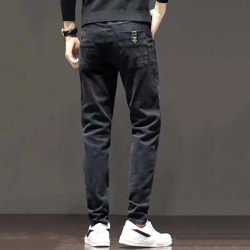 Men's Thicken Narrow Leg Trousers Plush Casual Den...