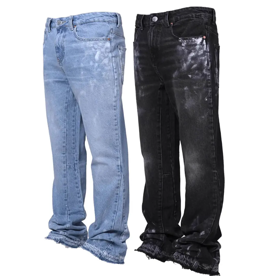 Men's Vintage Washed Elastic Slim Jeans Pants Casu...
