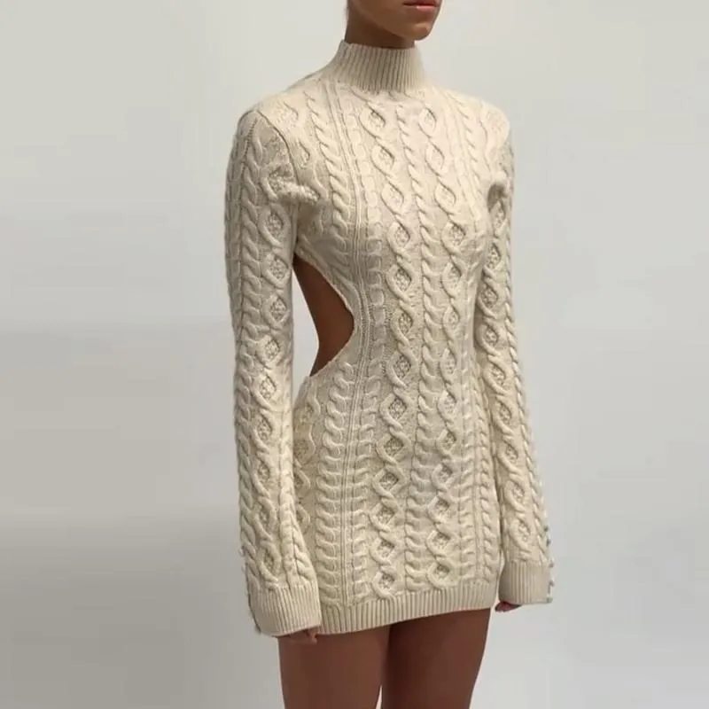 Casual Dresses Women Autumn Winter Knit Sweater Dr...