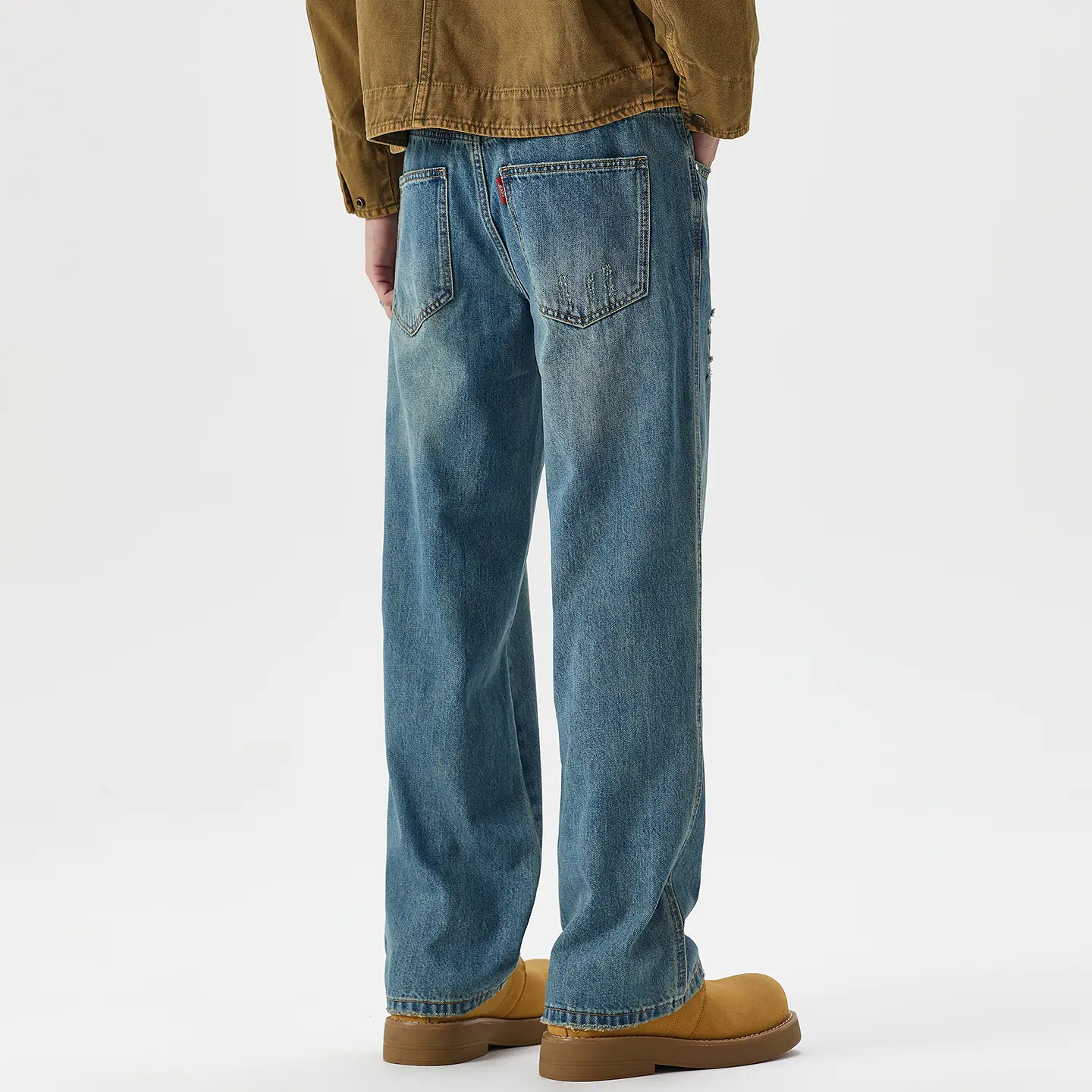 Men Vintage Washed Jeans For Men Fall And Winter Casual Long Pants Jeans