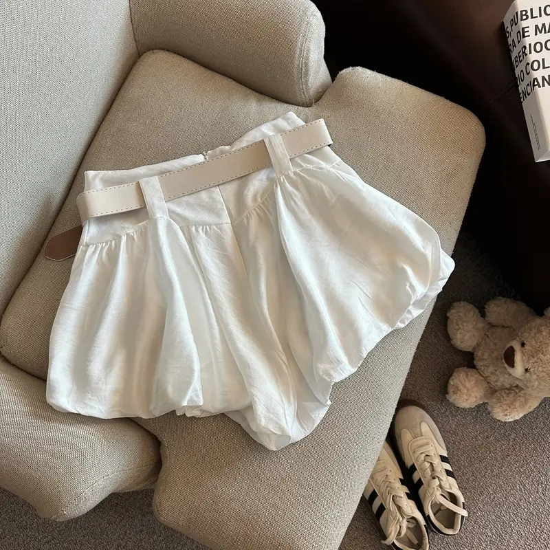 Fashion Belt Shorts For Women Fashion Flower Bud Shorts A-Line Shorts