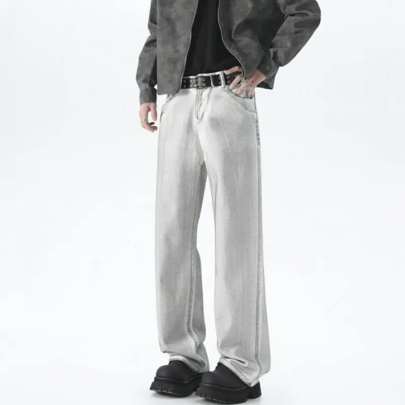 Loose Wide Leg Men's Jeans Casual Vintage Dirty Lo...