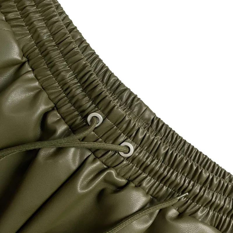 Men's Shorts PU Leather Waisted Loose Casual Fashi...