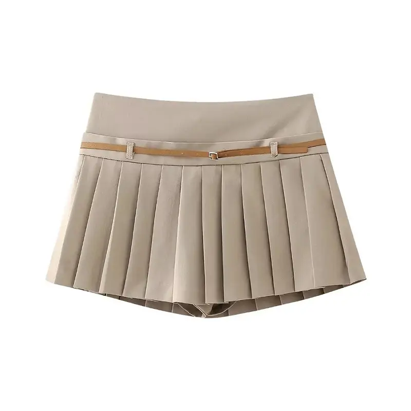Women's Pleated Shorts Skirt Side Zipper Women's Short Skirt Fashion