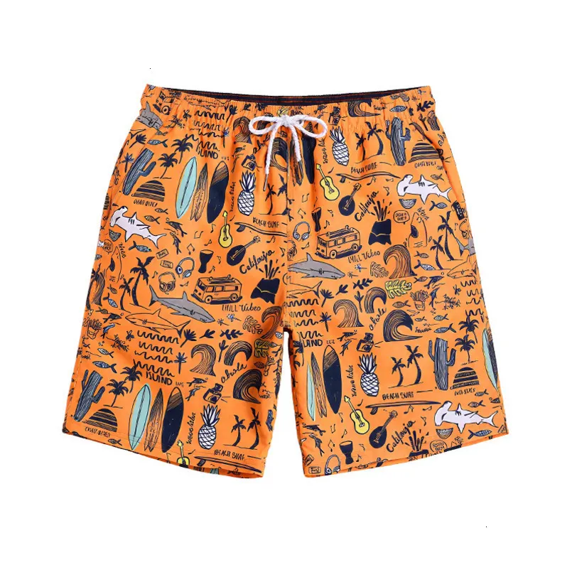 Men Shorts Beach Vacation Printed Fabric Quick-Dry...