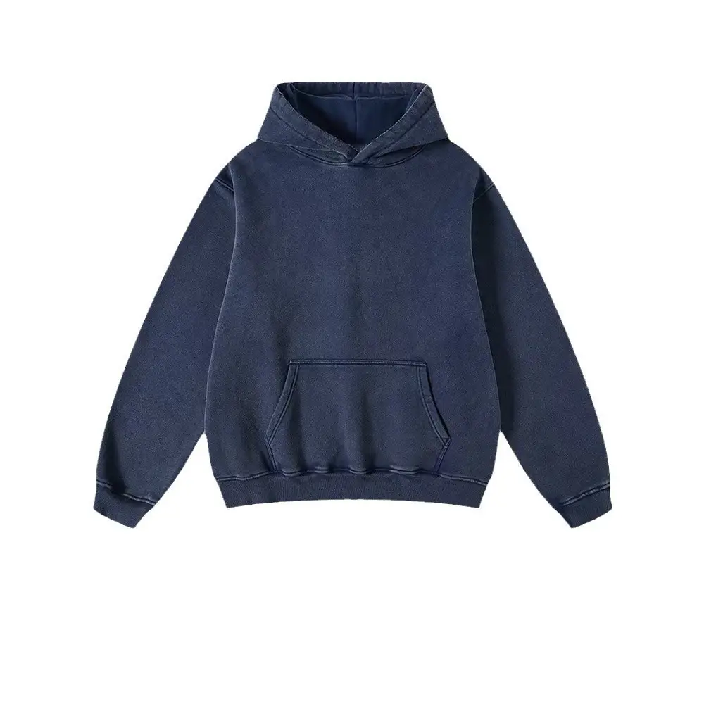400g Fleece Lined Thick Oversize Loos Men's Hoodie Vintage Washed Hooded Sweatshirt Streetwear Style