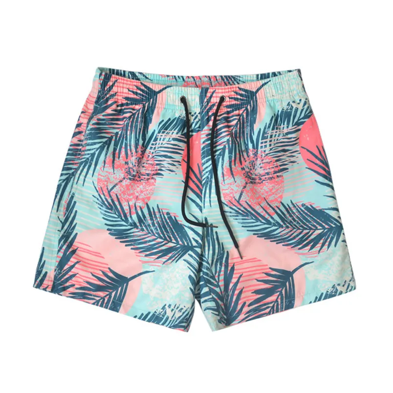 Men's Printed Fashionable Loose Drawstring Beach Vacation Swimming Shorts And Swim Trunks