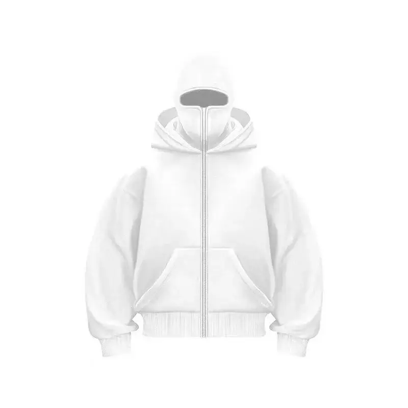 Men's Winter Double Hooded Sweatshirt Men's Hooded Mask Zipper Sportswear