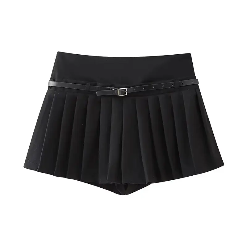 Women's Pleated Shorts Skirt Side Zipper Women's S...