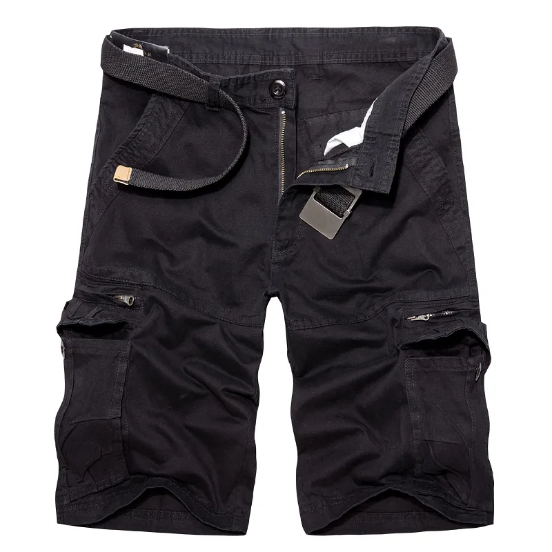 Men Cargo Shorts Cotton Shorts Men Loose Multi-Pocket Homme Casual Shorts
